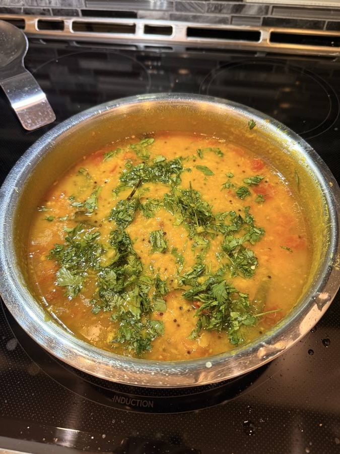 Finished dal with cilantro